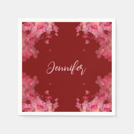 Elegant mit dem Namen Aquarellmagnolia blührot Serviette