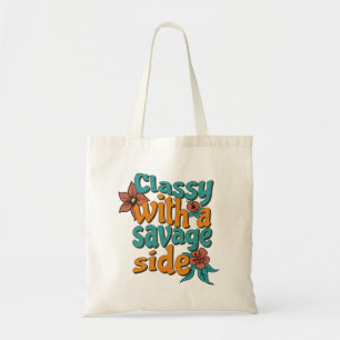 Elegant mit einer wilden Seite – Retro-Blumen-Tasc Tragetasche