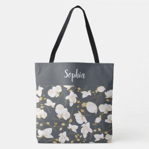 Elegant mit Gold und weißen Orchideen chic grau Tasche