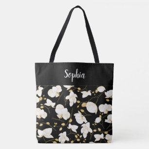 Elegant mit Gold und weißen Orchideen schick schwa Tasche