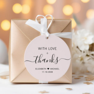 Elegant mit Liebe Rosa Hochzeit Danke Geschenkanhänger