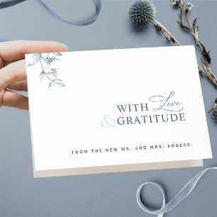 Elegant mit Liebe und Dankbarkeit Blue Vielen Dank Dankeskarte