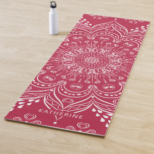 Elegant Mit Monogramm Boho Mandala Magenta Yogamatte