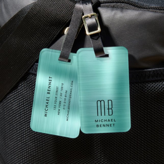 Elegant Mit Monogramm Green Gepäckanhänger (Elegant Monogrammed Green Luggage Tag)