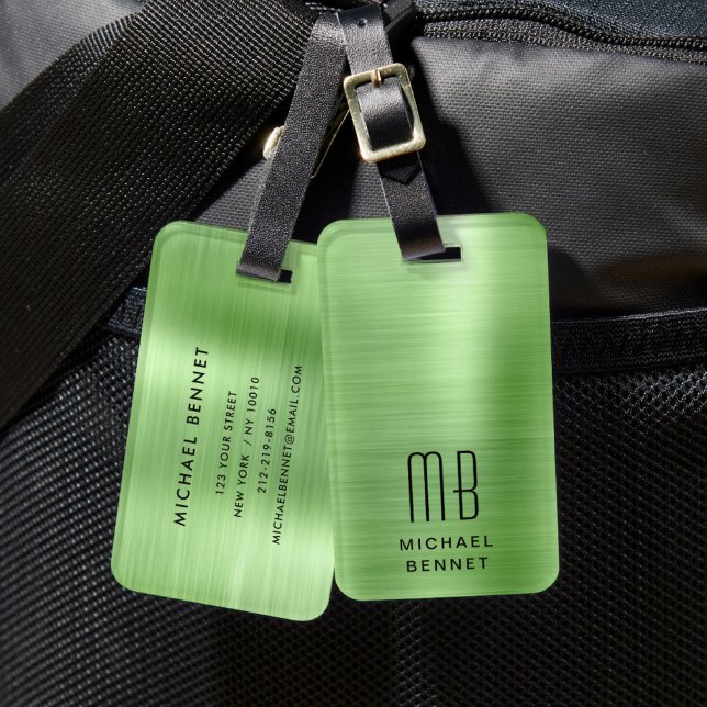 Elegant Mit Monogramm Green Gepäckanhänger (Elegant Monogrammed Green Luggage Tag)