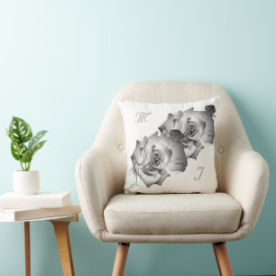 Elegant Mit Monogramm mit Name Rose Throw Kissen