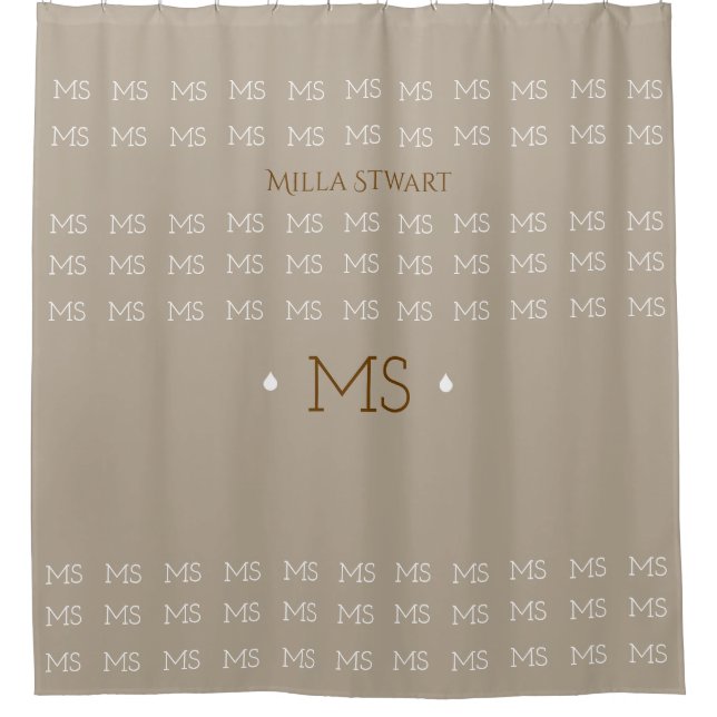 elegant mit Monogramm / personalisiert Duschvorhang (Vorderseite)