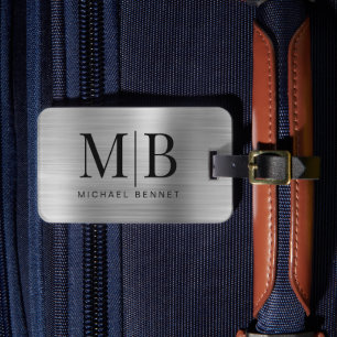 Elegant Mit Monogramm silbermetallisch Gepäckanhänger