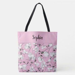 Elegant mit schwarz-weiß Orchideen chic cameo pink Tasche