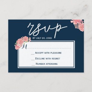Elegant Mitternacht Marineinfanterie Hochzeit RSVP Karte