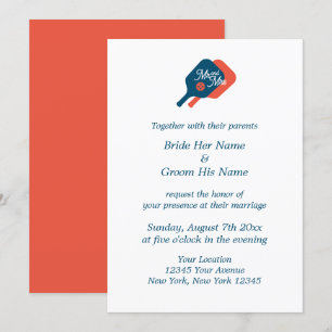 Élégant modèle de pickleball faire-part de mariage