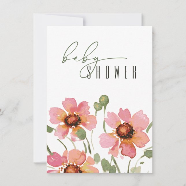 Élégant Modèle d'invitation Baby shower (Devant)