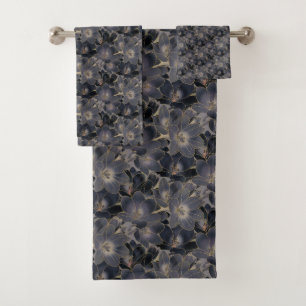 Élégant modèle floral bleu et gris de la marine