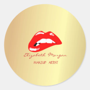 Elegant Moder Girly,Faux Gold,rote Lippen Runder Aufkleber