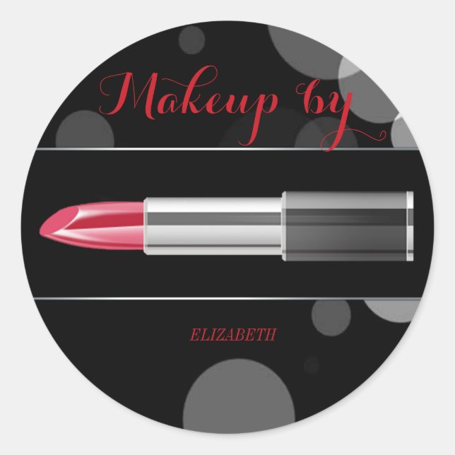 Elegant Moder Girly, Makeup artist, Red Lipstick Runder Aufkleber (Vorderseite)
