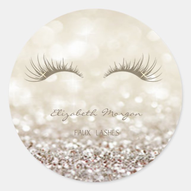 Elegant Moder Glittery Bokeh, Imitate Lashes Runder Aufkleber (Vorderseite)