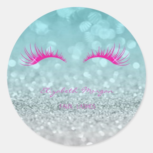 Elegant Moder Glittery Bokeh, Imitate Lashes Runder Aufkleber (Vorderseite)