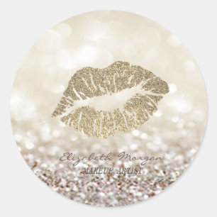 Elegant Moder Glittery Bokeh, Lips Runder Aufkleber
