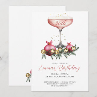 Elegant Modern 30th Christmas Birthday Party Einladung