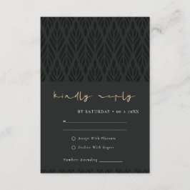 ELEGANT MODERN ART DECO BLACK GOLD WEDD RSVP BEGLEITKARTE