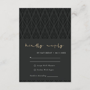 ELEGANT MODERN ART DECO BLACK GOLD WEDD RSVP BEGLEITKARTE
