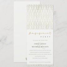 ELEGANT MODERN ART DECO WHITE SILVER VERLOBUNG
