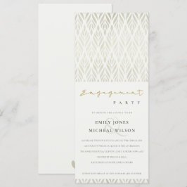 ELEGANT MODERN ART DECO WHITE SILVER VERLOBUNG EINLADUNG