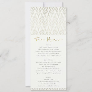 ELEGANT MODERN ART DECO WHITE SILVER WEDD MENU EINLADUNG