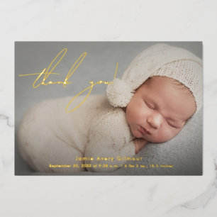 Elegant Modern Baby Foto Vielen Dank, Script Folieneinladung