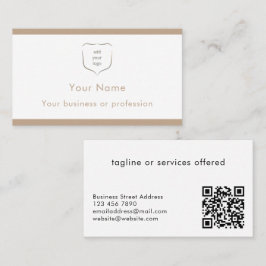 Elegant Modern Beige Logo QR Code Professional Visitenkarte