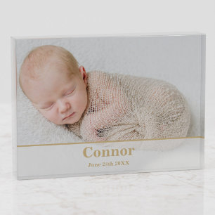 Elegant Modern Birth Announcement Photo Block