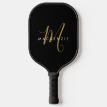 Elegant Modern Black Gold Script Monogram