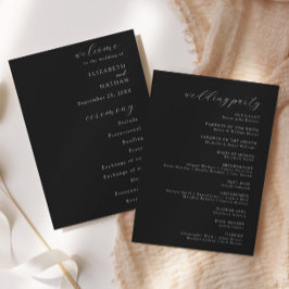 Elegant Modern Black Tie Formal Wedding Program Einladung