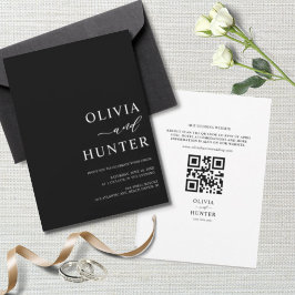 Elegant Modern Black Wedding All-in-One Einladung