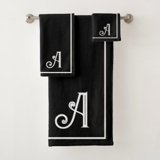 Elegant Modern Black &white Monogram   Badhandtuch Set