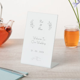 Elegant Modern Black & White Simple Wedding Sign Sockelschild