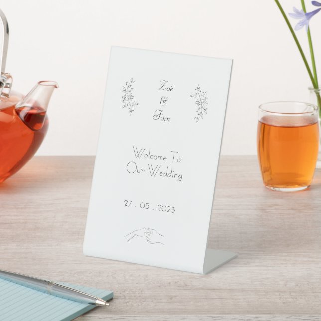 Elegant Modern Black & White Simple Wedding Sign Sockelschild (In SItu)