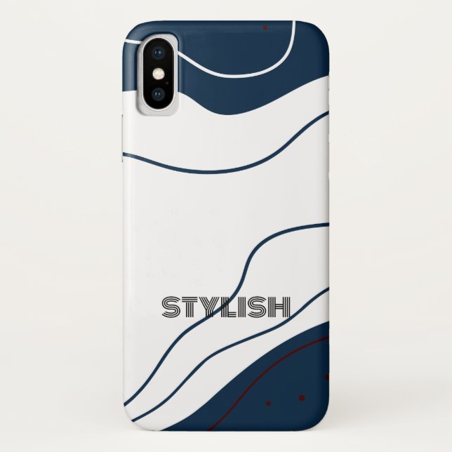 Elegant & modern blau & weiß Case-Mate iPhone hülle (Rückseite)