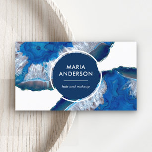 Elegant Modern Blue Agate Geode Gemstone Visitenkarte