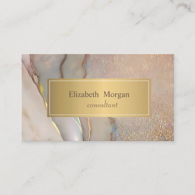 Elegant Modern Blush Pink Opal Gold Visitenkarte (Vorderseite)