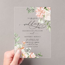Elegant Modern Blush White Floral Wedding Acryleinladungen