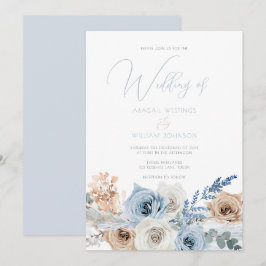 Elegant Modern Boho Blue Wedding Einladung