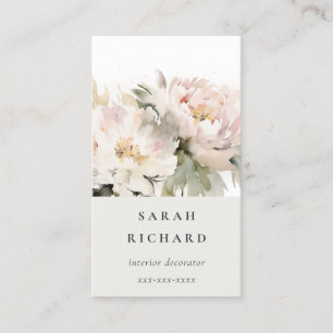 Elegant Modern Boho Blush Poenies Floral Visitenkarte