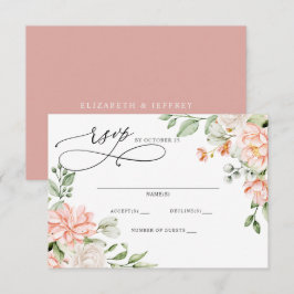 Elegant Modern Botanical Blush Floral Wedding RSVP Karte