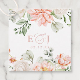 Elegant Modern Botanical Blush Pink Floral Wedding Geschenkanhänger