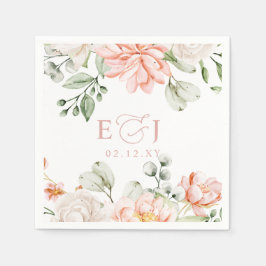 Elegant Modern Botanical Blush Pink Floral Wedding Serviette
