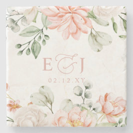 Elegant Modern Botanical Blush Pink Floral Wedding Steinuntersetzer