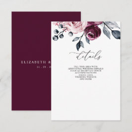 Elegant Modern Burgundy Floral Wedding Begleitkarte