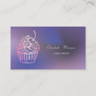 Elegant Modern Cake Sweets,Cupcake Purple Visitenkarte