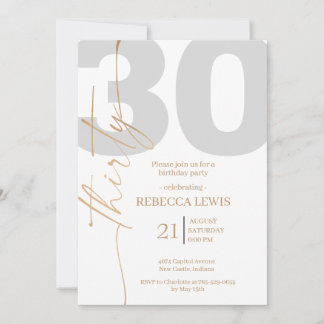 Elegant Modern Calligraphy 30 Adult Birthday Einladung